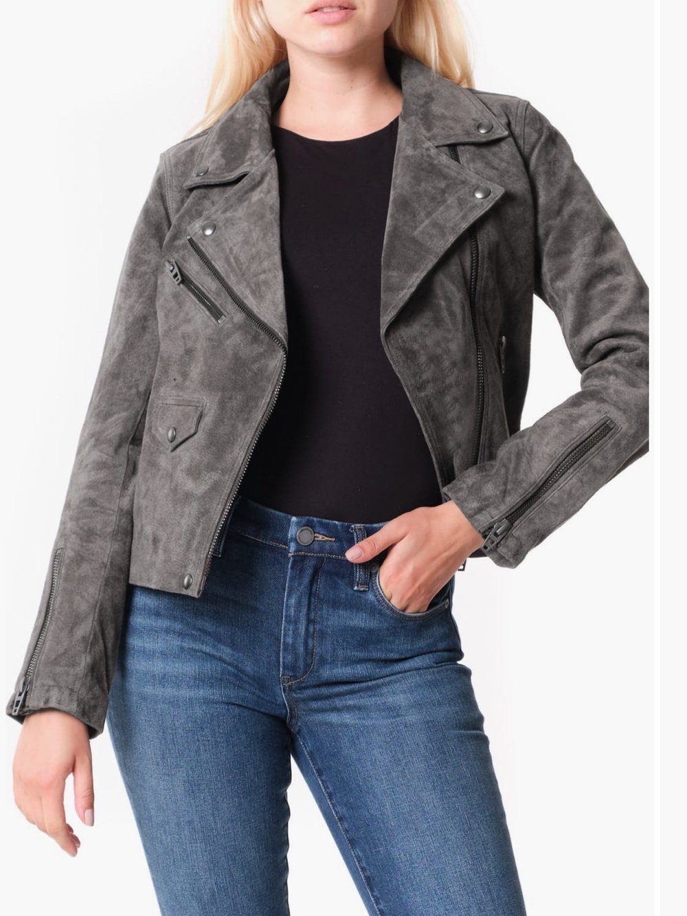BLANKNYC Vital Signs Suede Moto Jacket size M